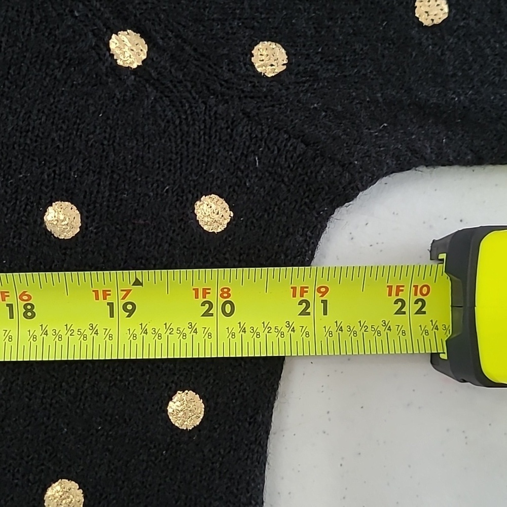 NWT Crown & Ivy Black Crew Neck Sweater with Gold Polka-dots Size XL - Picture 5 of 6
